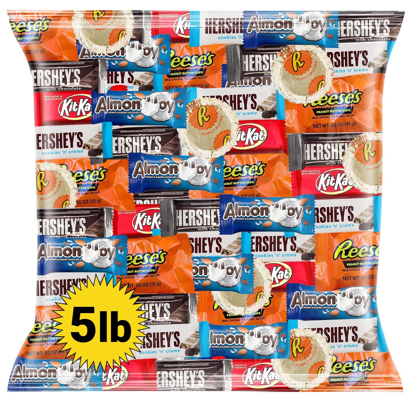 Assorted Chocolate Variety Pack - Individually Wrapped Milk, Dark, and White Chocolates - 5lb Bulk Candy Mix for Snacking, Sharing, and Gifting - Ideal for Home, Office, and Events