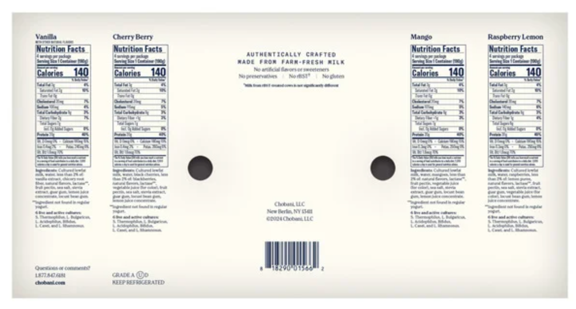 Chobani Protein Greek Yogurt, 6.7 oz, 16-count