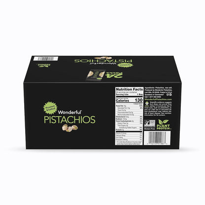 Wonderful Pistachios In Shell, Roasted and Salted Nuts, 1.5 Ounce Bag (Pack of 24), Protein Snack, On-the-Go, Individually Wrapped Healthy Snack