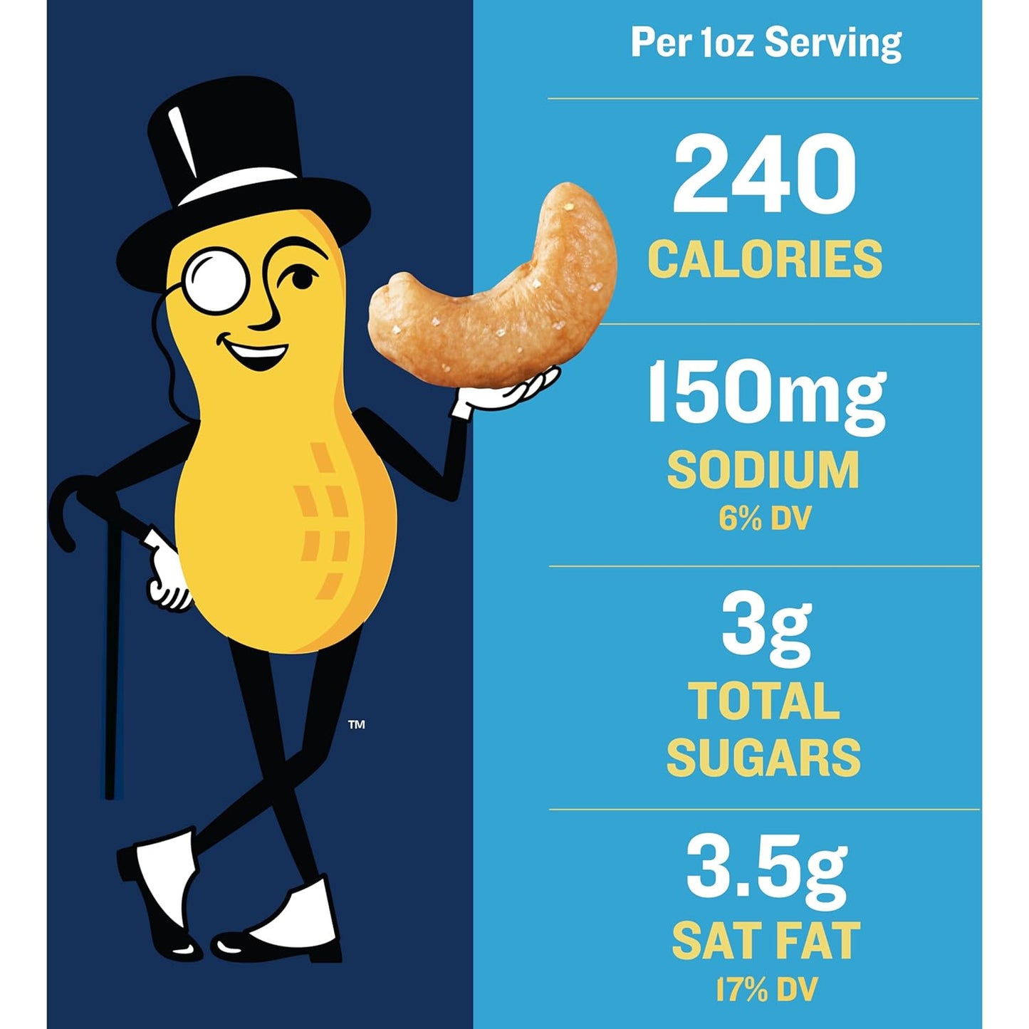 PLANTERS Cashews Salted, Plant-Based Protein, Individually Packed Snacks, Quick Snack for Adults, After School Snack, Roasted Cashew, Flavored with Sea Salt, Kosher, 1.5oz Bags (18 Pack)