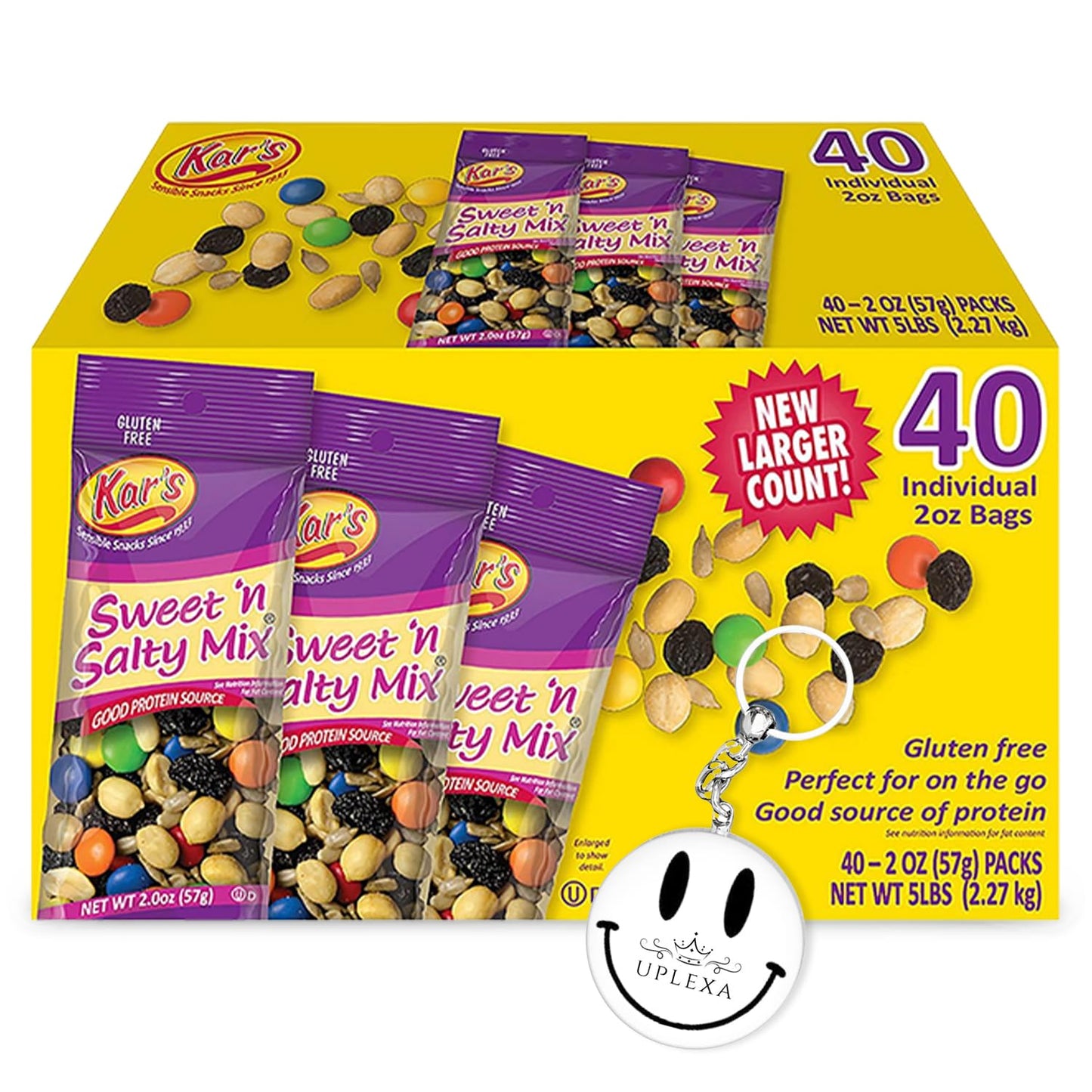 Kar’s Sweet and Salty Trail Mix – 40-Pack Trail Mix Individual Packs 2oz – Gluten-Free Trail Mix Bulk – Rich Source of Protein – Sweet and Salty Snacks with Mixed Nuts and Chocolate Candies