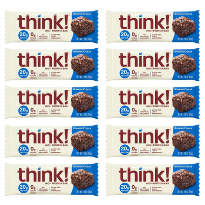 Protein Bars, High Protein Snacks, Gluten Free, Kosher Friendly, Brownie Crunch, Nutrition Bars, 2.1 Oz per Bar - 20 Count