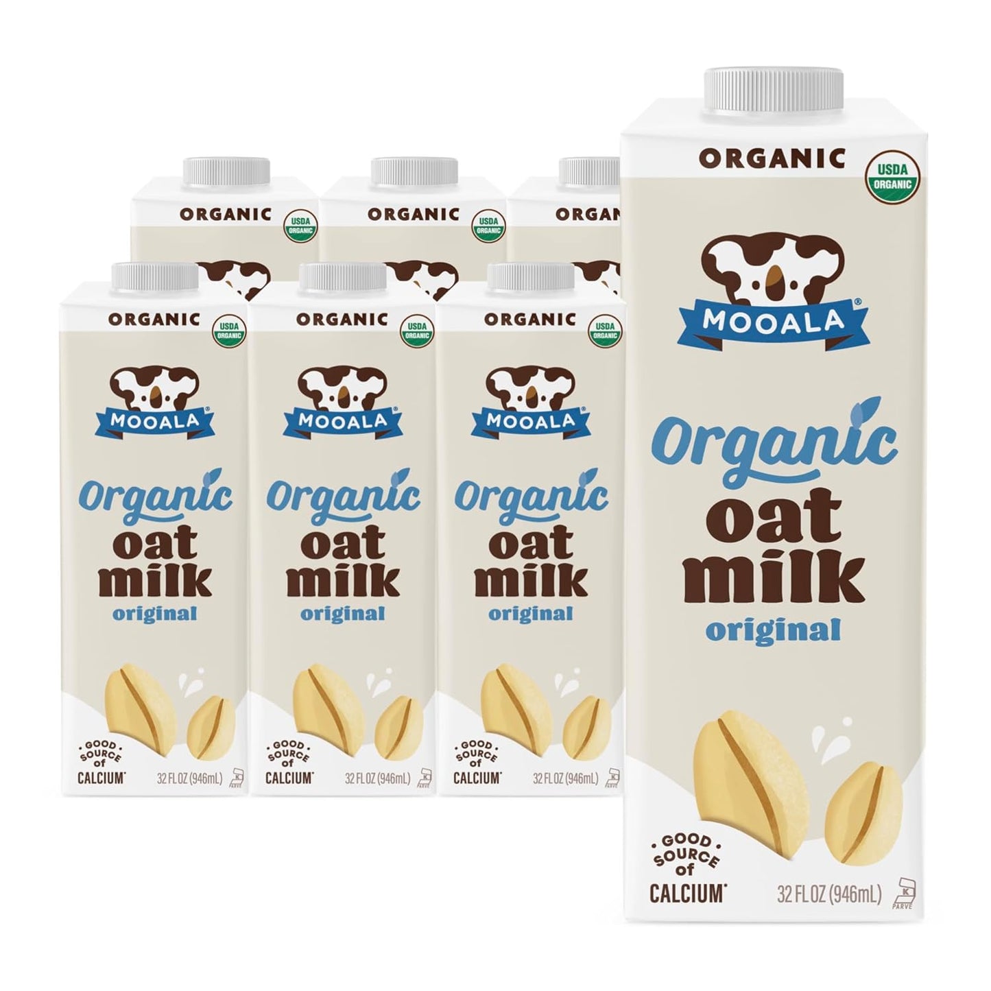 Mooala Organic Oatmilk, Extra Creamy 32 fl oz (Pack of 6) – Great for Coffee and Matcha, Naturally Sweetened, Dairy-Free Alternative
