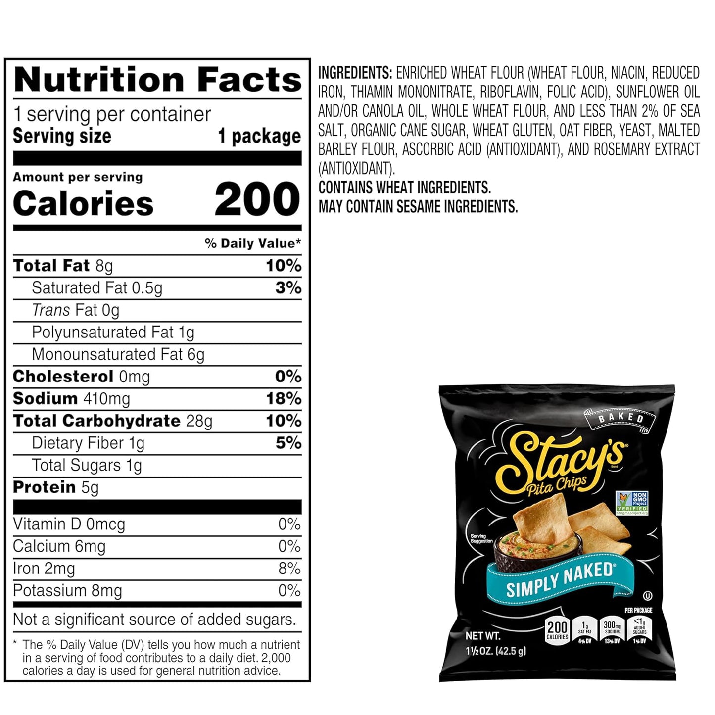 Stacy's Pita Chips, Simply Naked, 1.5-Ounce Bags (Pack of 24)