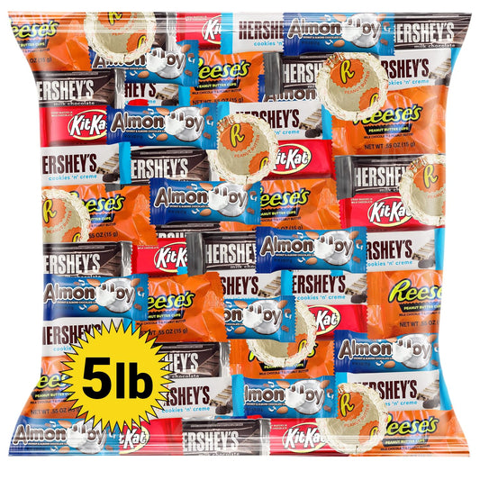Assorted Chocolate Variety Pack - Individually Wrapped Milk, Dark, and White Chocolates - 5lb Bulk Candy Mix for Snacking, Sharing, and Gifting - Ideal for Home, Office, and Events