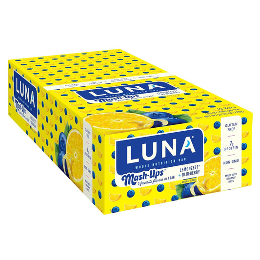LUNA Bar - Mash-Ups LemonZest + Blueberry Flavor - Snack Bars - Non-GMO - Gluten-Free Protein Bars - Made with Organic Oats (15 Pack)