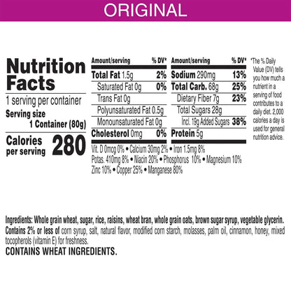 Kellogg's Raisin Bran Crunch Breakfast Cereal Cups, Fiber Cereal, Made with Real Fruit, Original, 33.6oz Case (12 Cups)
