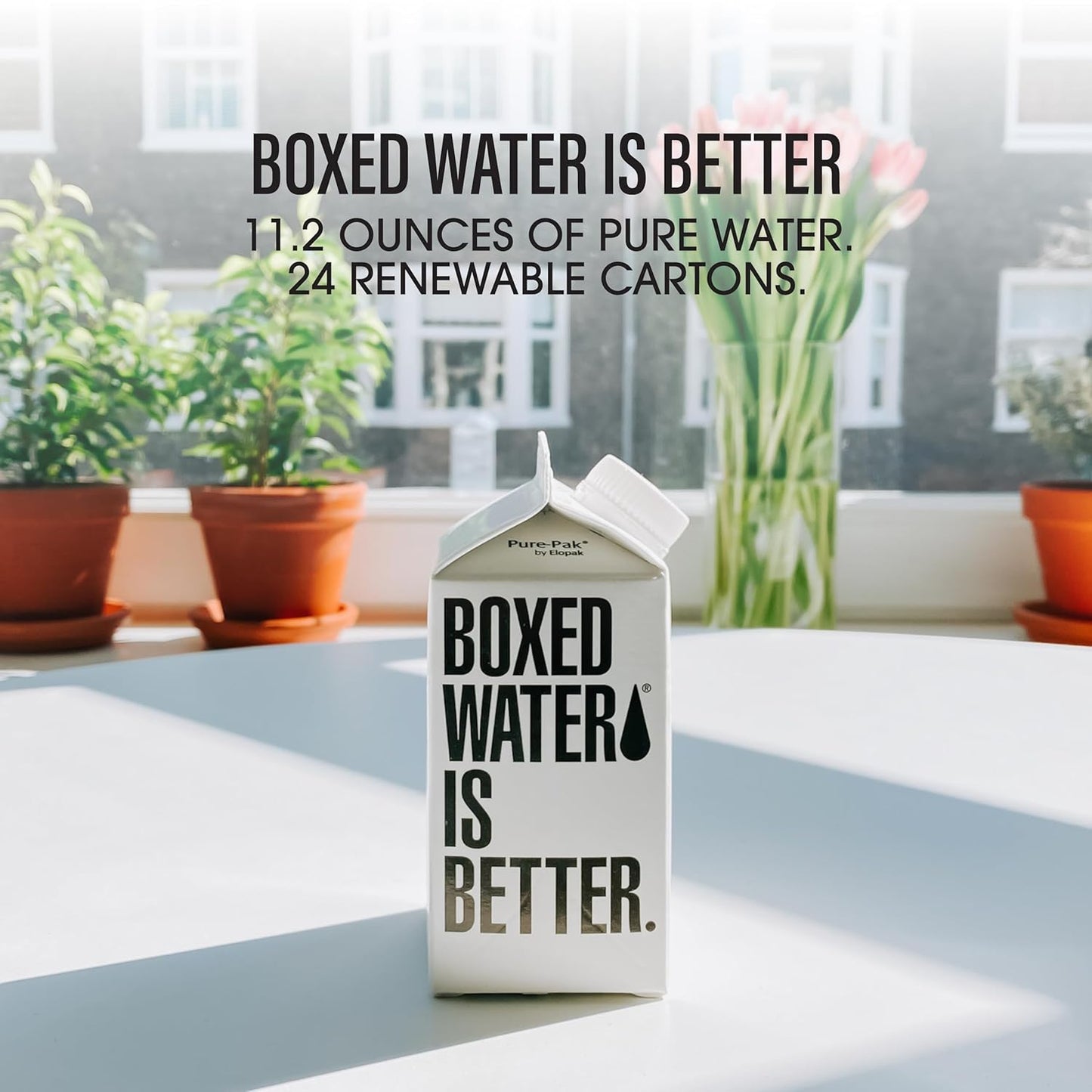 Boxed Water 11.2 oz. (24 Pack) – Purified Drinking Water in 92% Plant-Based Boxes – 100% Recyclable, BPA-Free, Refillable Reusable Cartons - Mini Water