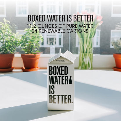 Boxed Water 11.2 oz. (24 Pack) – Purified Drinking Water in 92% Plant-Based Boxes – 100% Recyclable, BPA-Free, Refillable Reusable Cartons - Mini Water