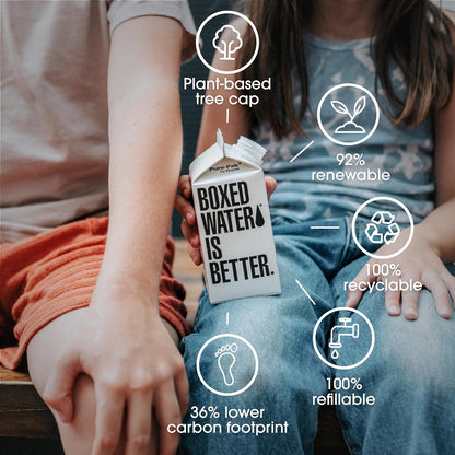 Boxed Water 11.2 oz. (24 Pack) – Purified Drinking Water in 92% Plant-Based Boxes – 100% Recyclable, BPA-Free, Refillable Reusable Cartons - Mini Water