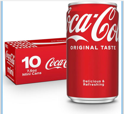 Mini can of Coca-Cola 7.5oz, pack of 10