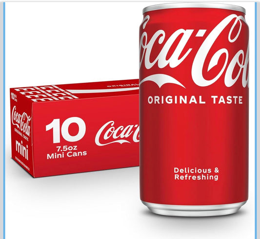 Mini can of Coca-Cola 7.5oz, pack of 10