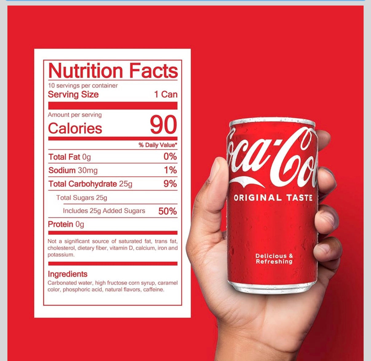 Mini can of Coca-Cola 7.5oz, pack of 10