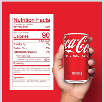 Mini can of Coca-Cola 7.5oz, pack of 10
