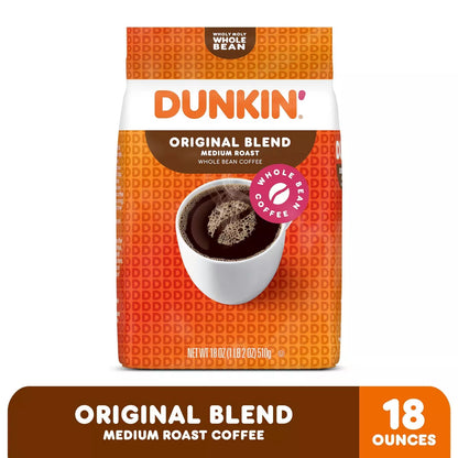 Dunkin Original Blend Whole Bean Coffee, 18-Ounces