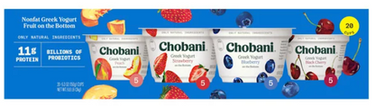 Chobani Fruit on the Bottom Non-Fat Greek Yogurt, 20 x 5.3 oz