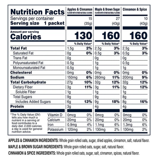 Quaker Instant Oatmeal, Variety Pack, 1.51 oz, 52-count