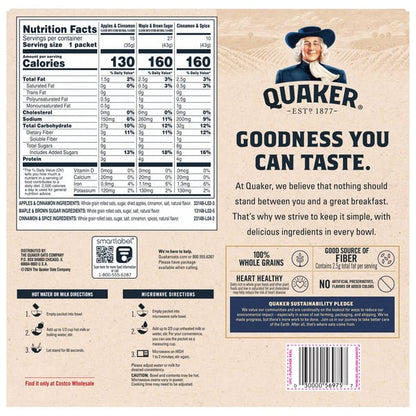 Quaker Instant Oatmeal, Variety Pack, 1.51 oz, 52-count